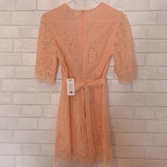 NWT Aura Peachy Pink Lace Romper - Picture 7 of 13